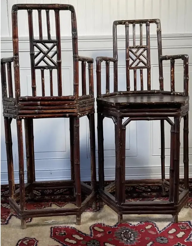 Pair of Early 20th Century Chinese Bamboo Chairs - 4