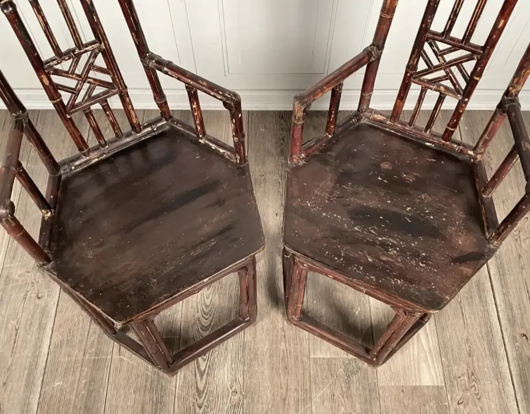 Pair of Early 20th Century Chinese Bamboo Chairs - 6