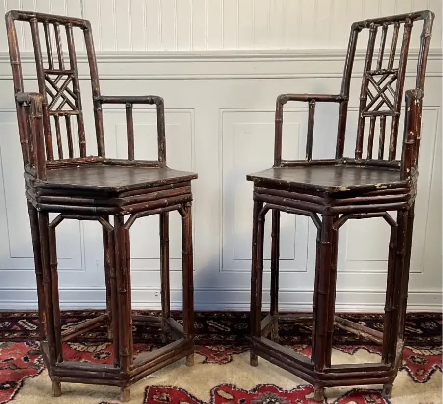Pair of Early 20th Century Chinese Bamboo Chairs - 7