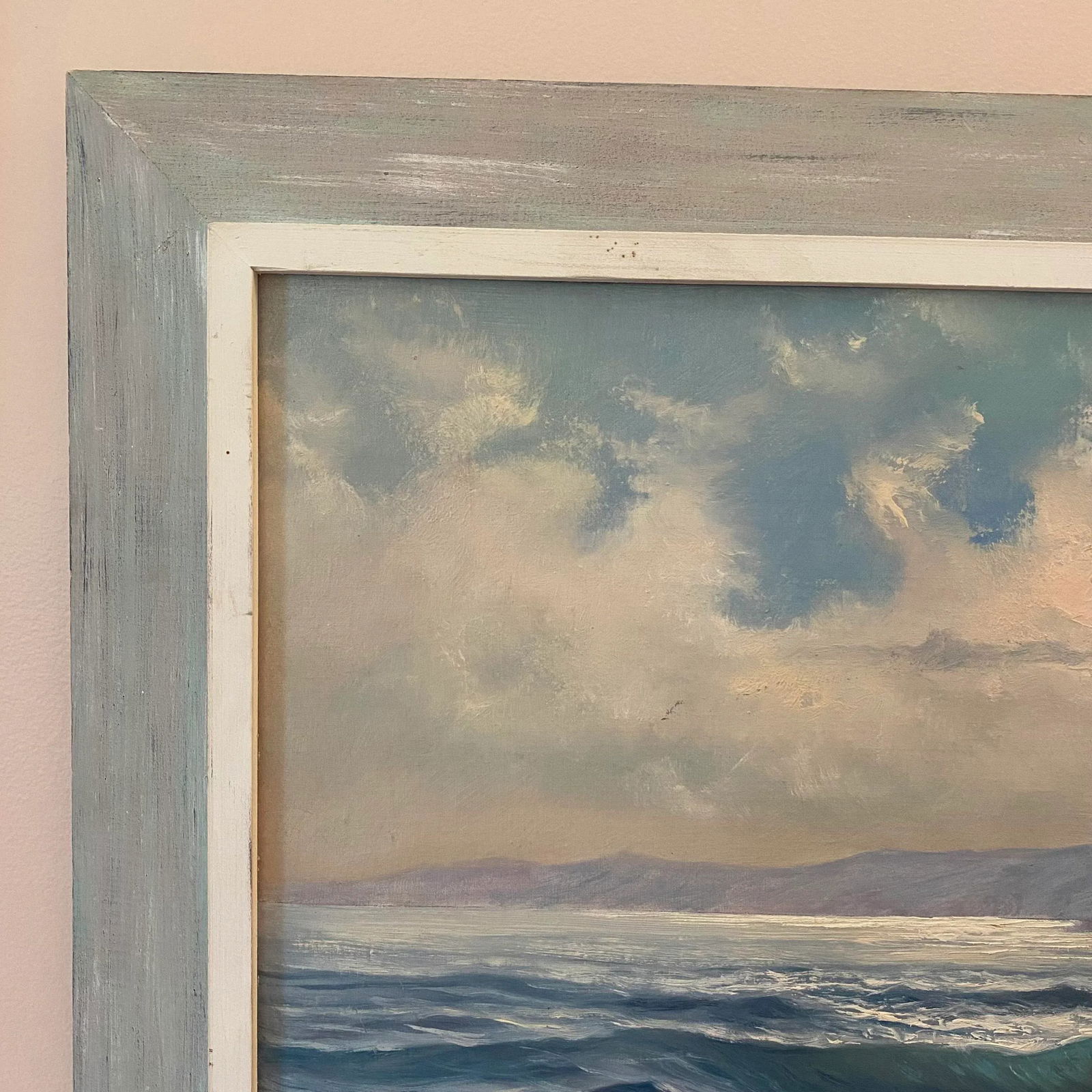 Original Large Seascape Nautical Oil Painting on Masonite Board Signed Sapi - 3