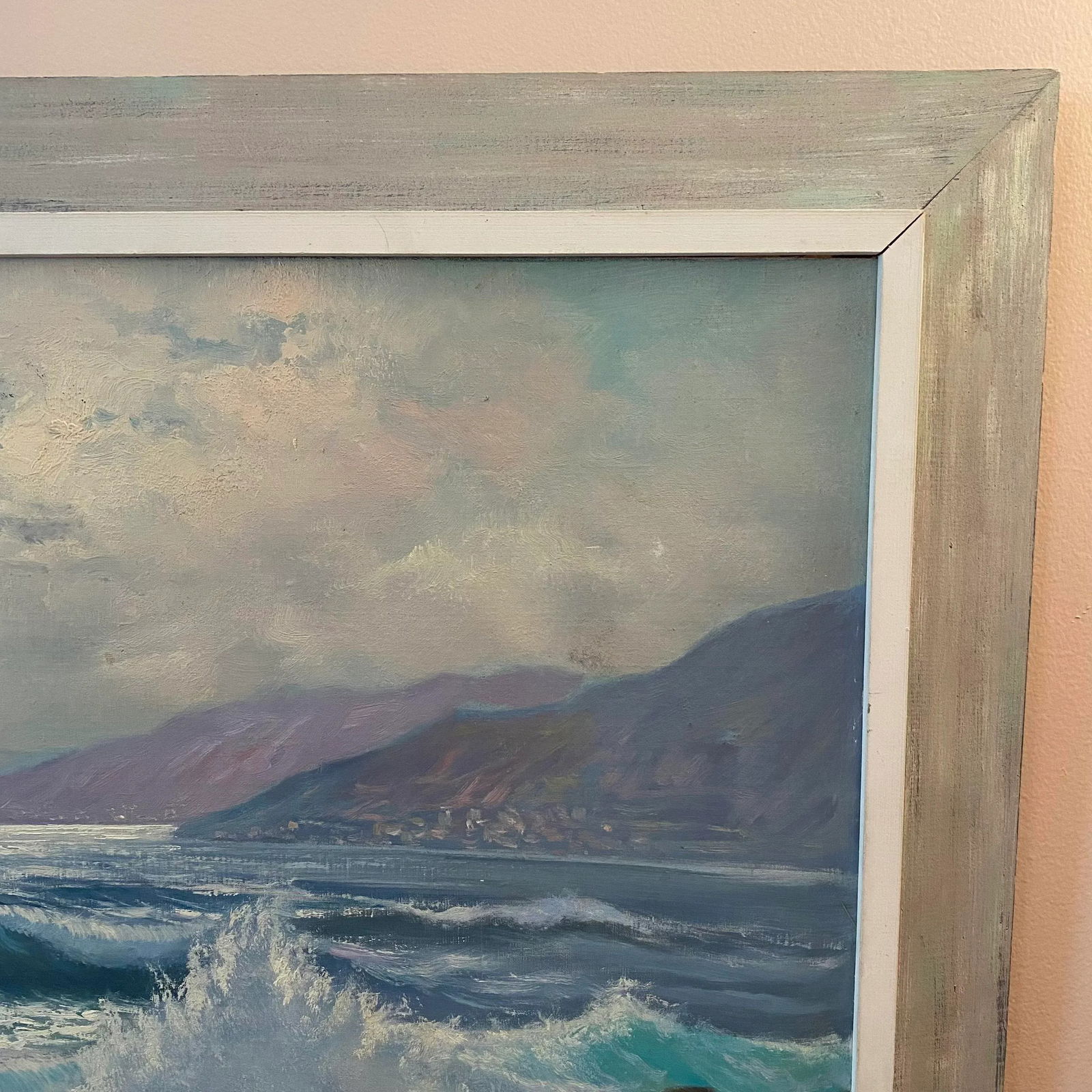 Original Large Seascape Nautical Oil Painting on Masonite Board Signed Sapi - 4