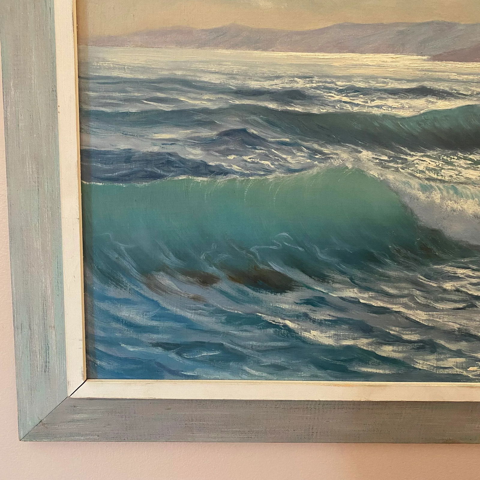 Original Large Seascape Nautical Oil Painting on Masonite Board Signed Sapi - 5