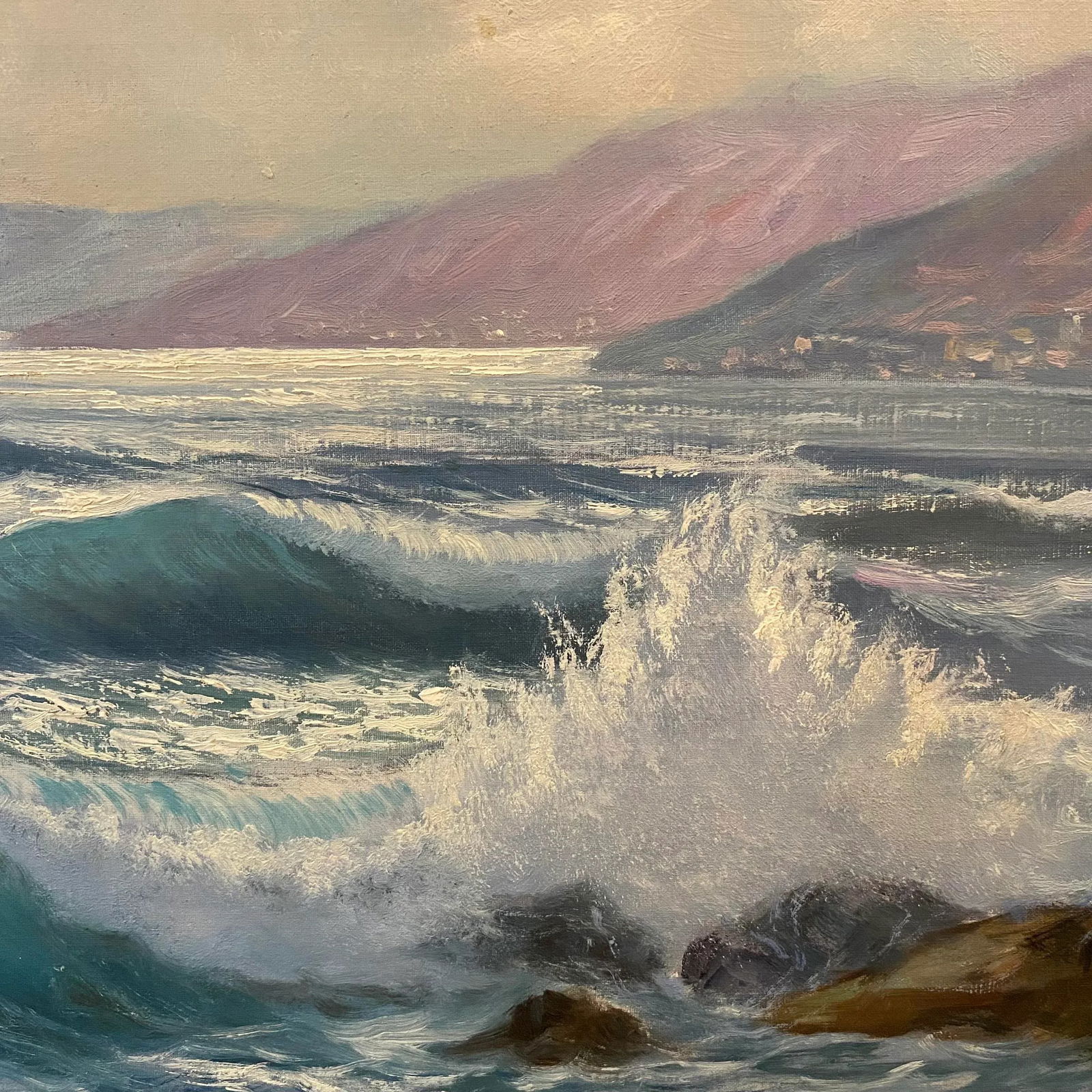 Original Large Seascape Nautical Oil Painting on Masonite Board Signed Sapi - 7