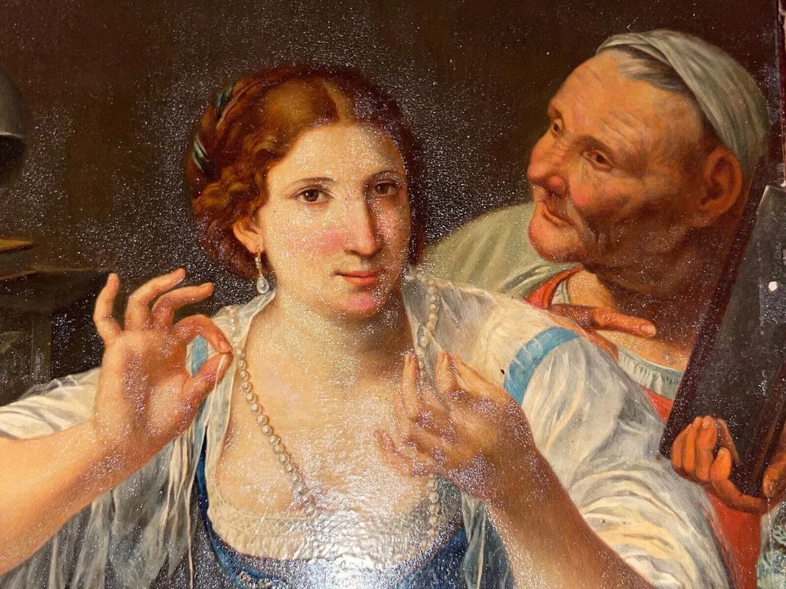 19th Century Grand Tour Oil Painting, Ignazio Curion 1828-1908, After Angelo Caroselli "Allegory of - 2