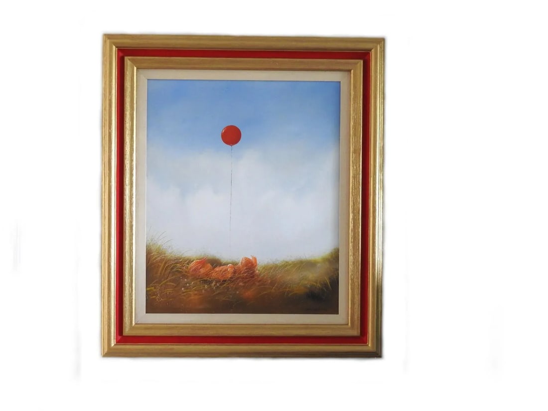 Red Balloon Oil Painting by San Franciscan Artist John Boyd May - 2