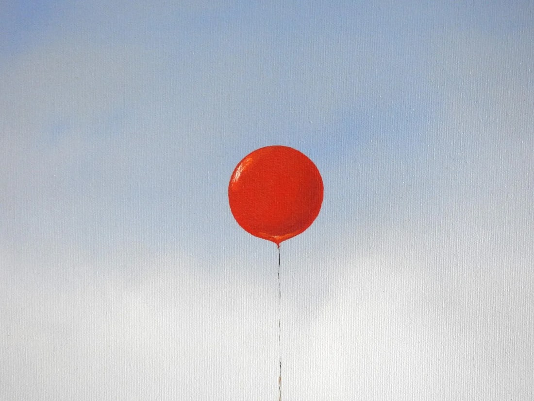 Red Balloon Oil Painting by San Franciscan Artist John Boyd May - 6