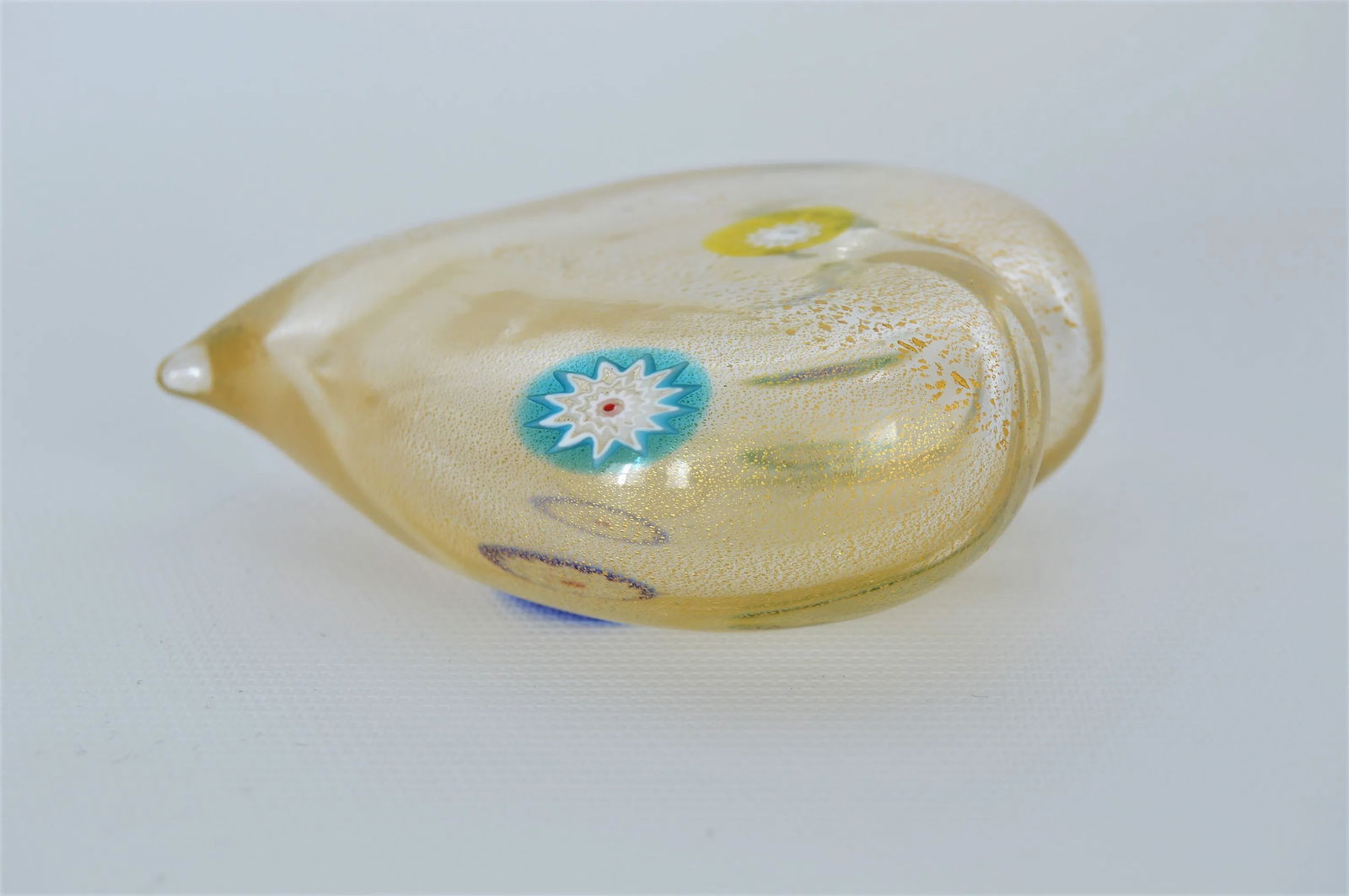 Vintage Murano Glass Heart With Gold Aventurine and Murrines Paperweight - Signed - 4