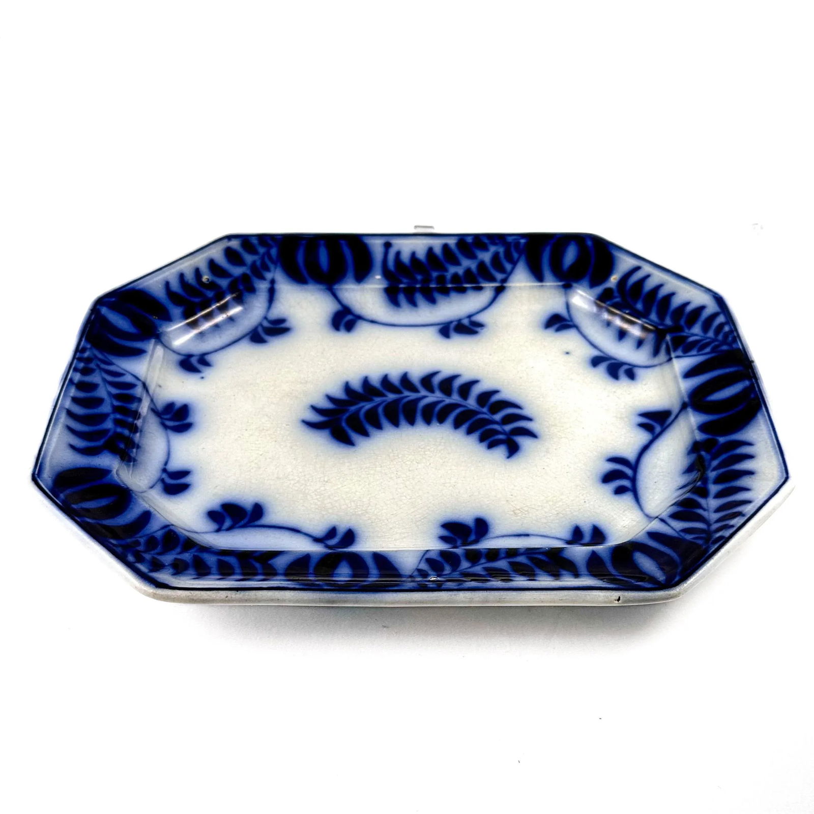 Early 19th Century Flow Blue Octagonal Serving Platter - 4