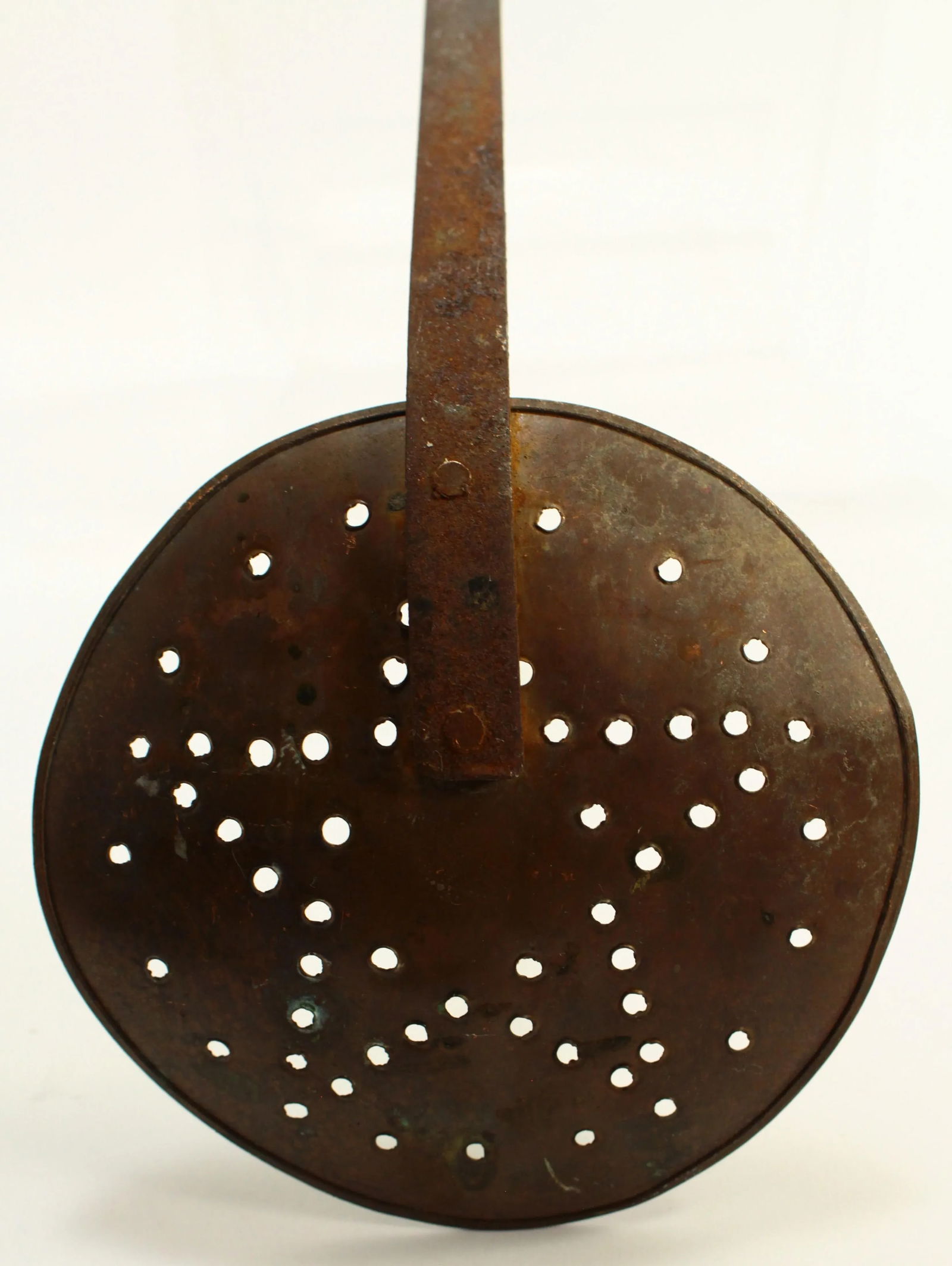 19th Century Copper Skimming Ladle Strainer Texas Lone Star Wrought Iron Handle With Hearth - 10