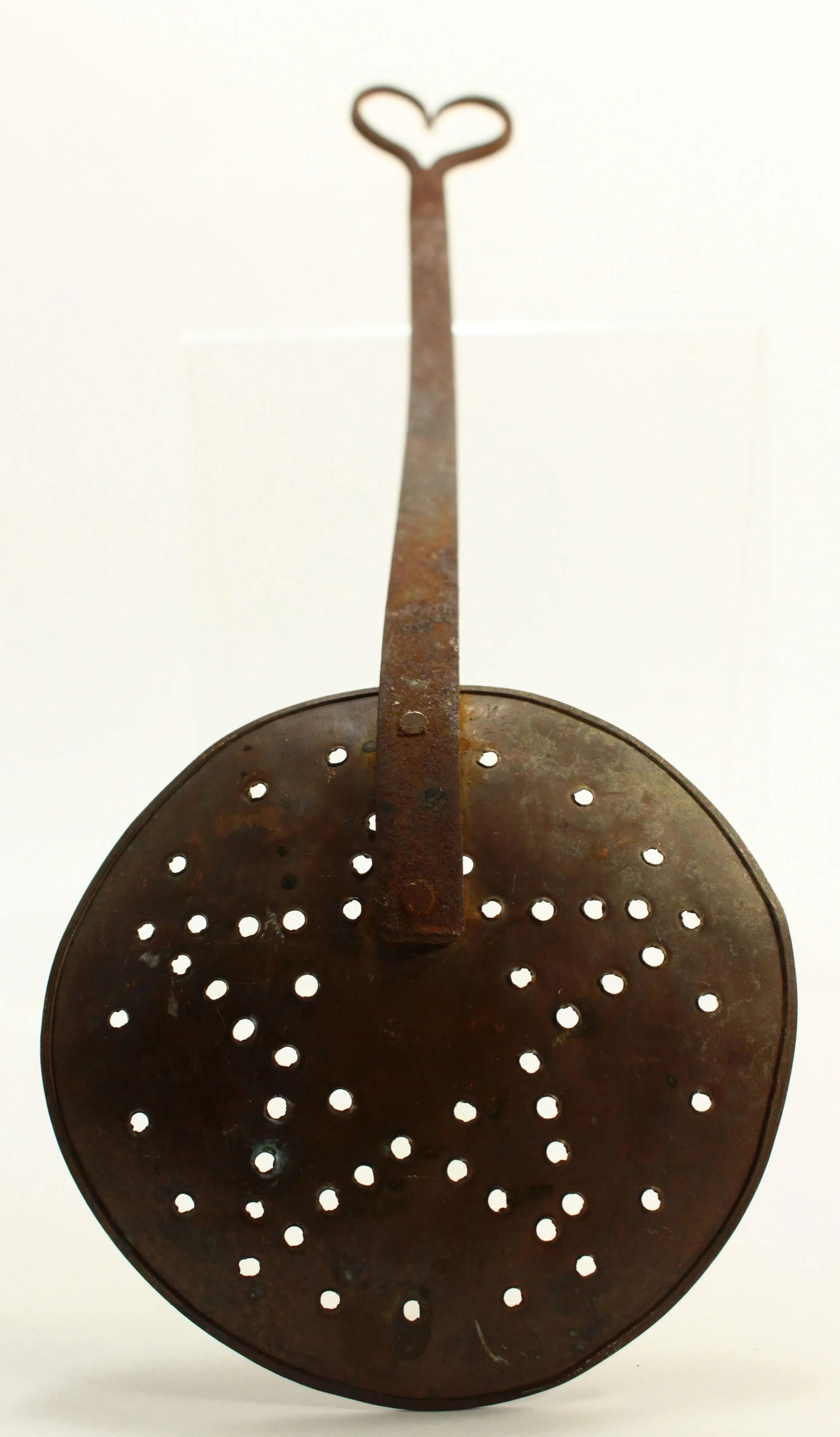 19th Century Copper Skimming Ladle Strainer Texas Lone Star Wrought Iron Handle With Hearth - 2