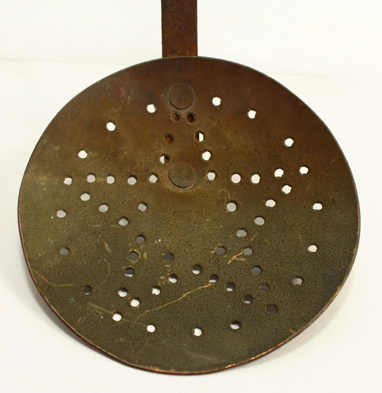 19th Century Copper Skimming Ladle Strainer Texas Lone Star Wrought Iron Handle With Hearth - 5
