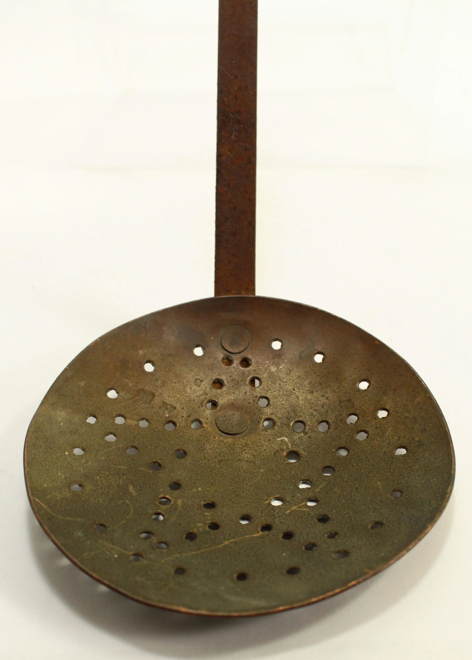 19th Century Copper Skimming Ladle Strainer Texas Lone Star Wrought Iron Handle With Hearth - 8
