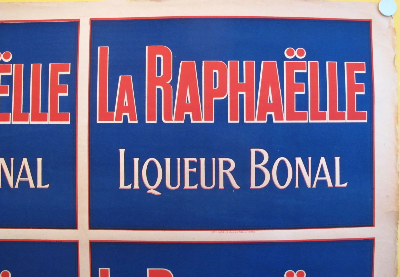 1920's French Vintage Alcohol Poster, La Raphaelle - Liqueur Bonal (Blue\Red) - 4