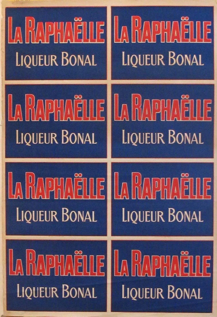 1920's French Vintage Alcohol Poster, La Raphaelle - Liqueur Bonal (Blue\Red) - 6