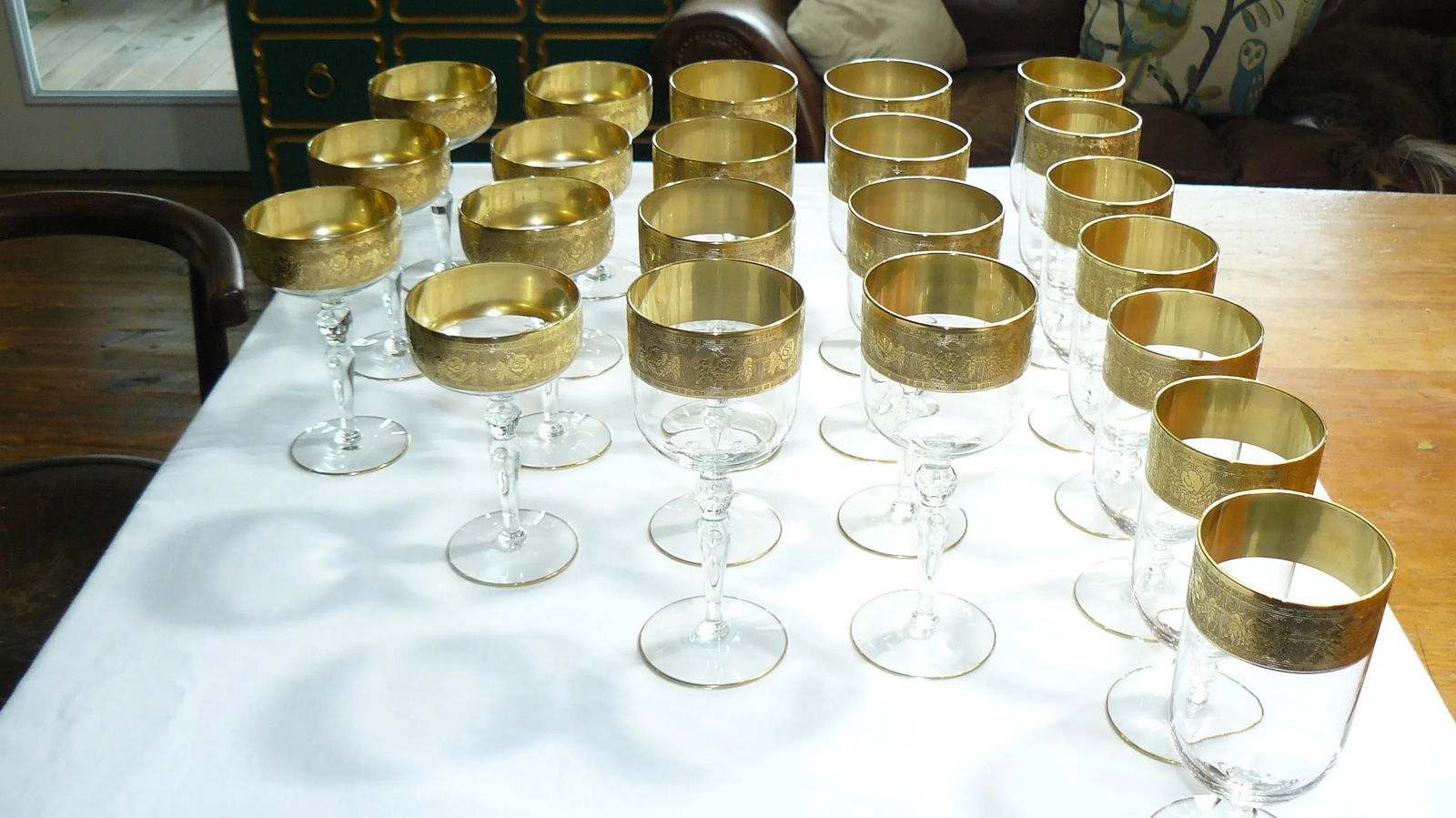 Early 20th Century Goldenrod by Glastonbury-Lotus Stemware- 22 Pieces - 3