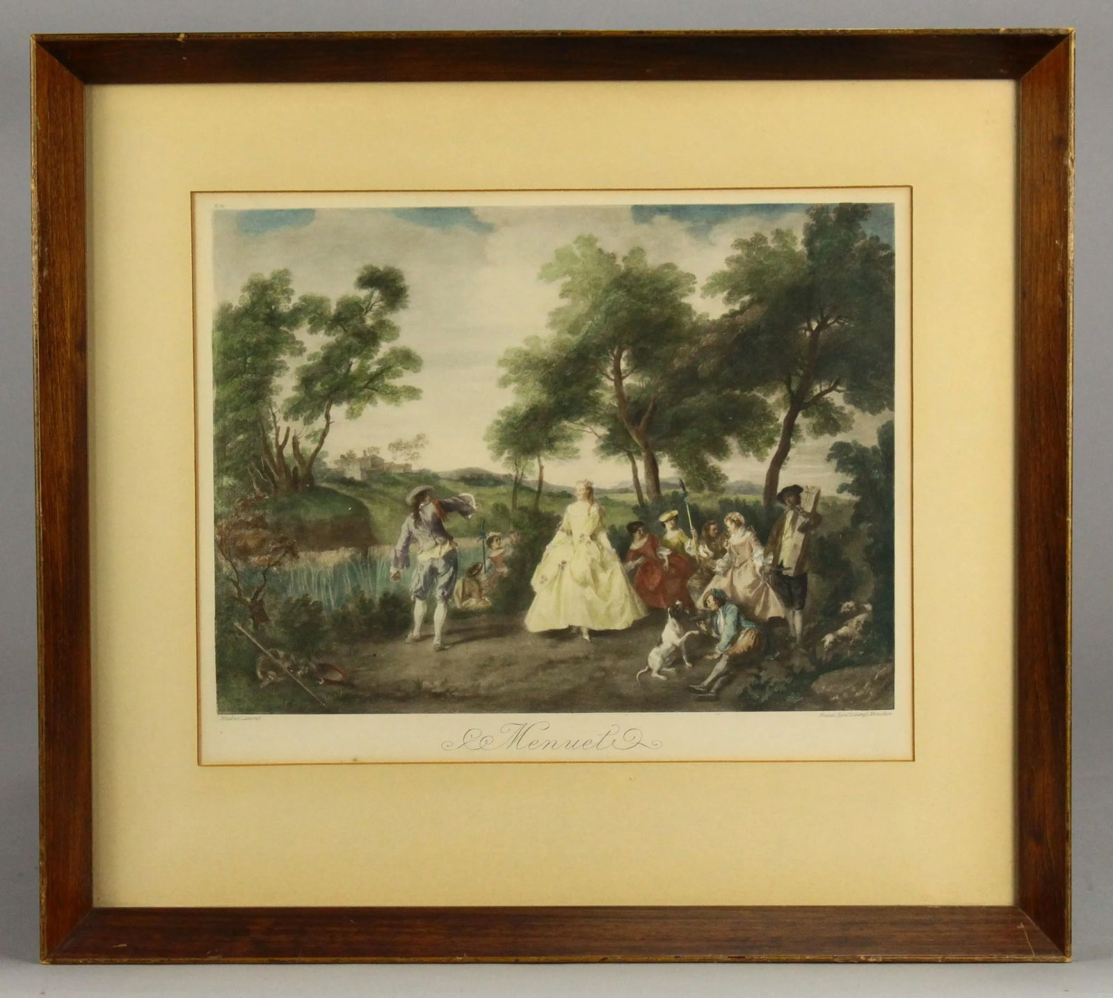 F. Hanfstaengl Antique Set of 3 Tinted Lithographs Rococo Comedia Dell'Arte - 2