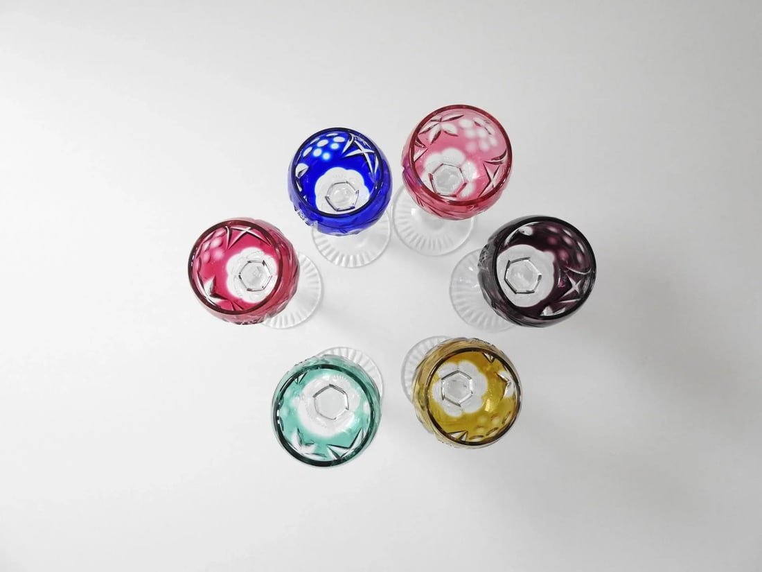 Vintage Lausitzer Colored Crystal Cordial Liquor Shot Glasses Germany - Set of 6 - 4