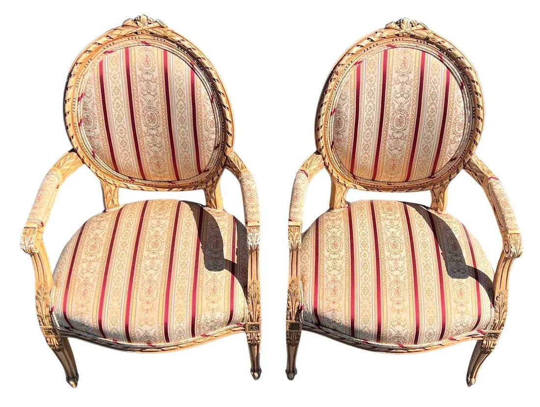 1960s Pair of Louis XVI Style Arm Chairs - 2