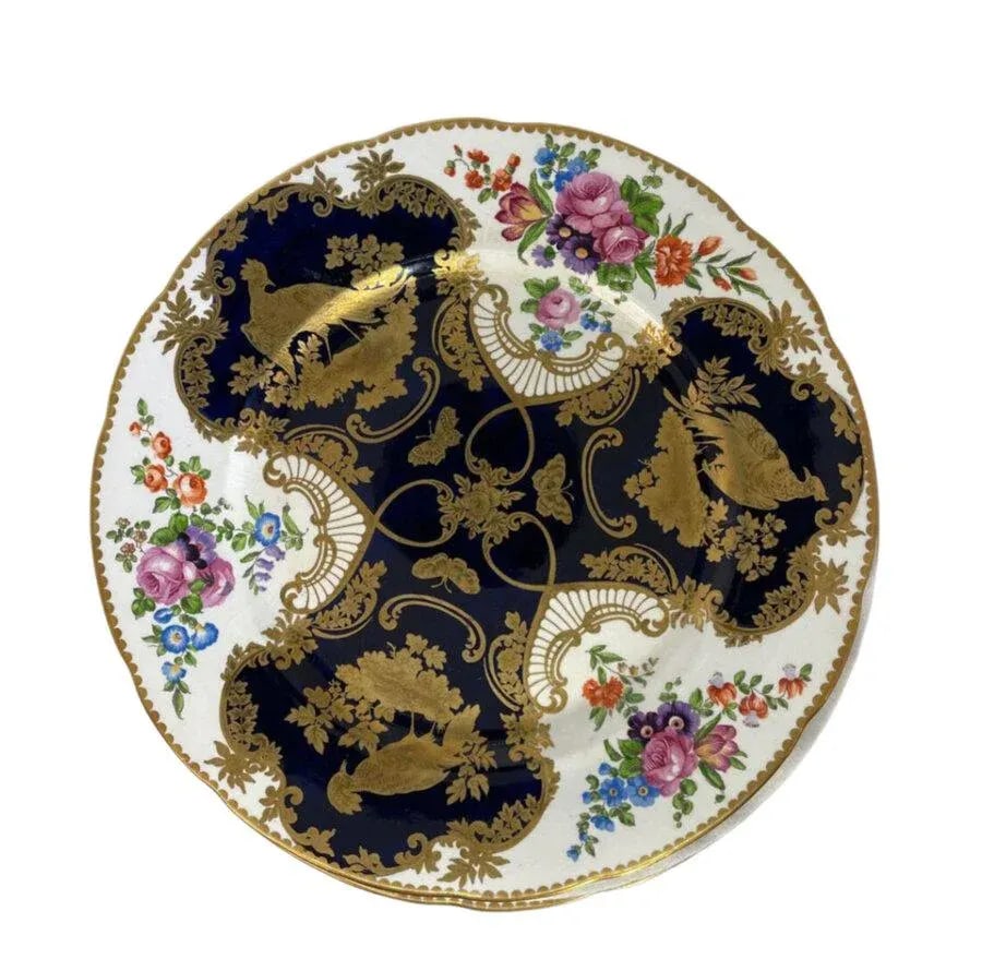 Tiffany & Co./Booths, Cobalt & Floral Dinner Plates- Set of 12 - 2