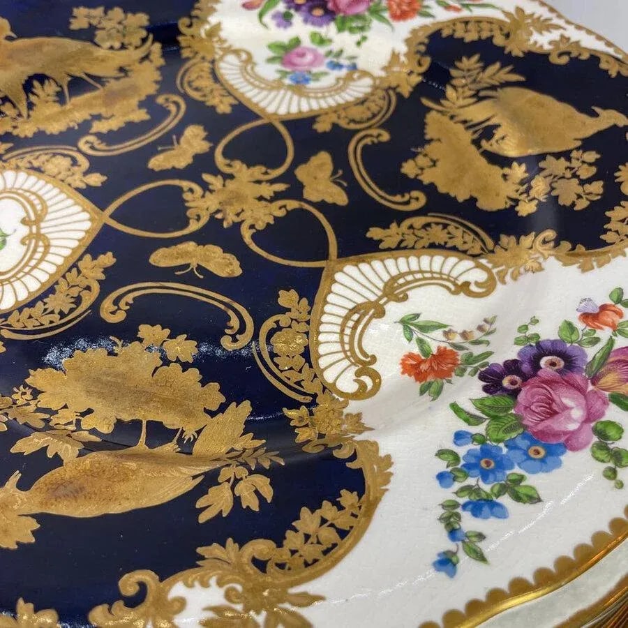 Tiffany & Co./Booths, Cobalt & Floral Dinner Plates- Set of 12 - 3