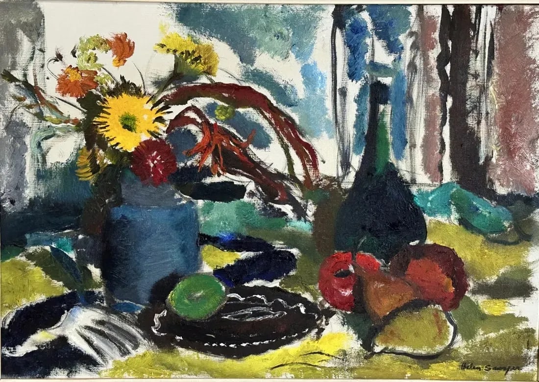 1940s Helen Sawyer Still Life Oil Painting "Arrangement for Sallie" - 2