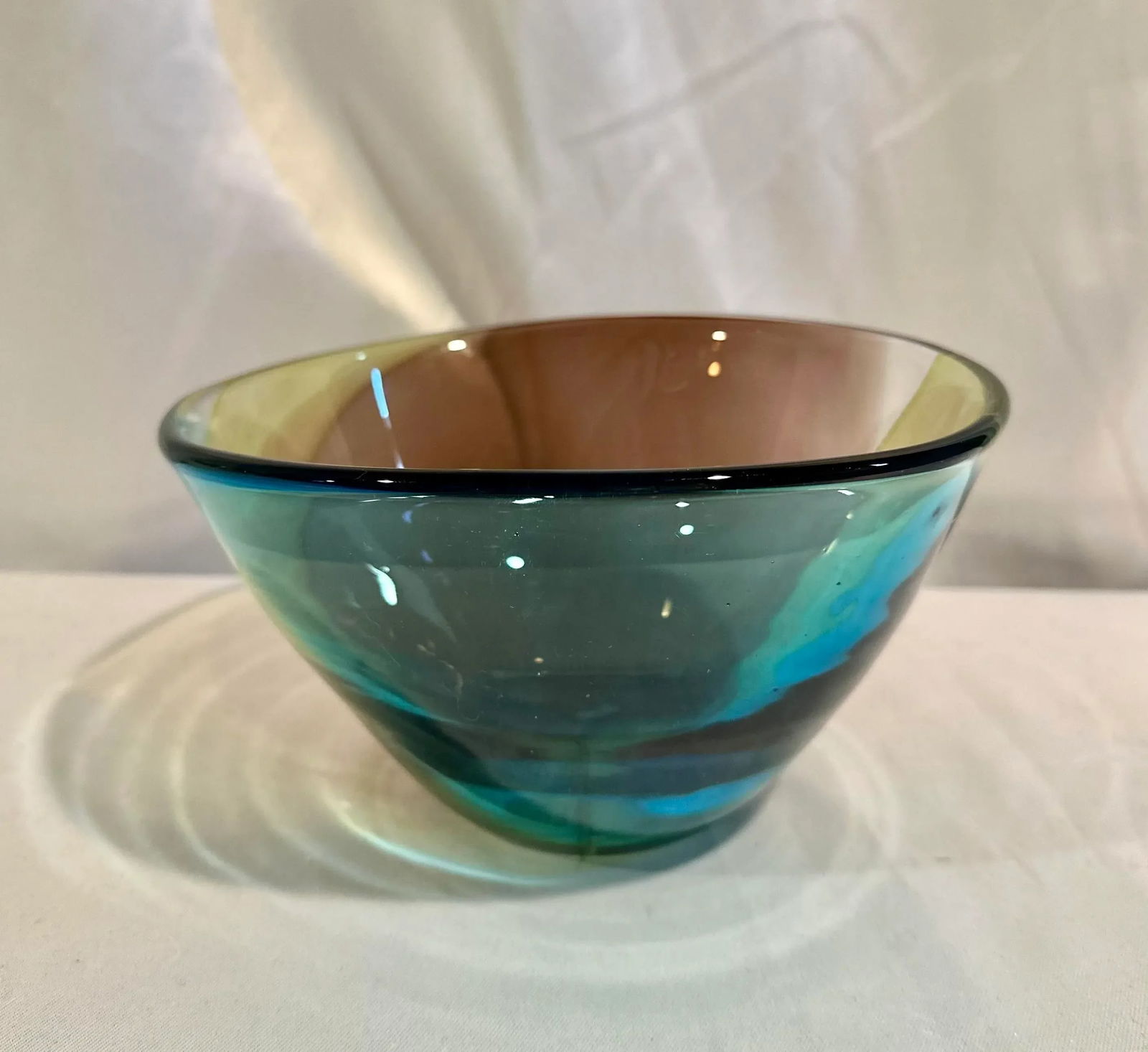 Vintage Murano Large Tr-Color Decorative Bowl - 4