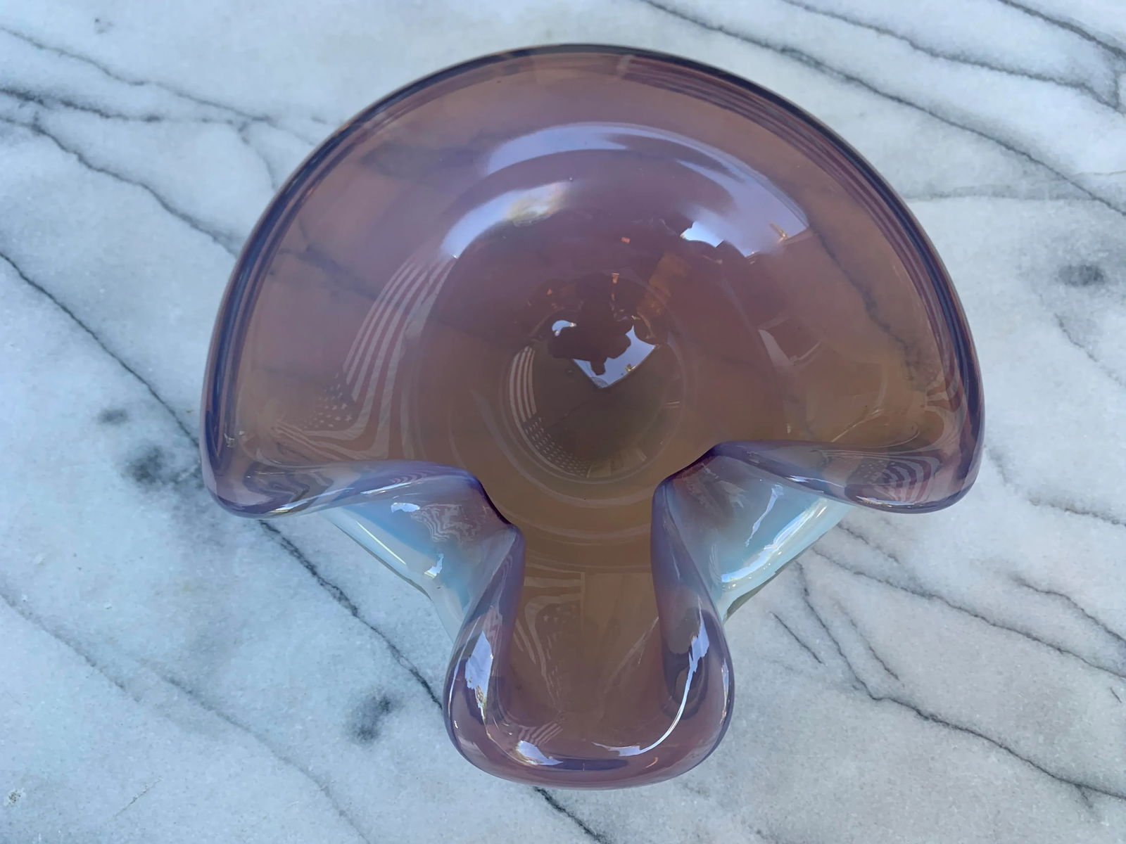 Vintage Murano Cenedese Opaline Art Glass Bowl - 2