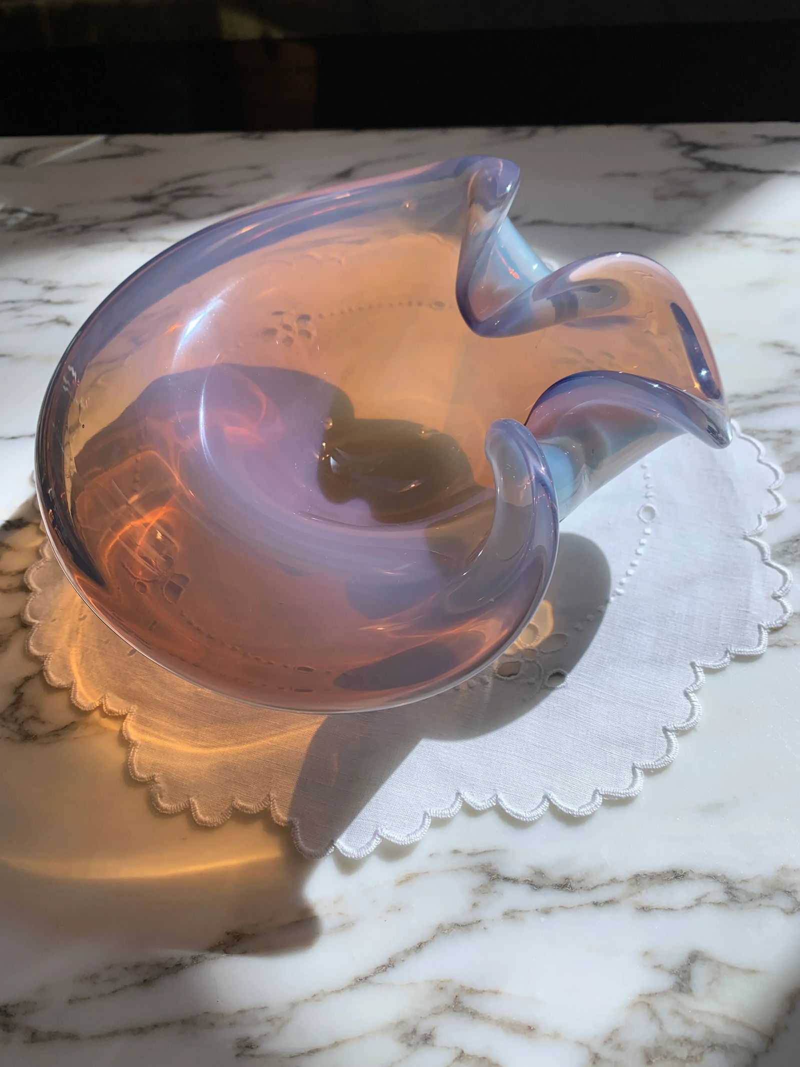 Vintage Murano Cenedese Opaline Art Glass Bowl - 4