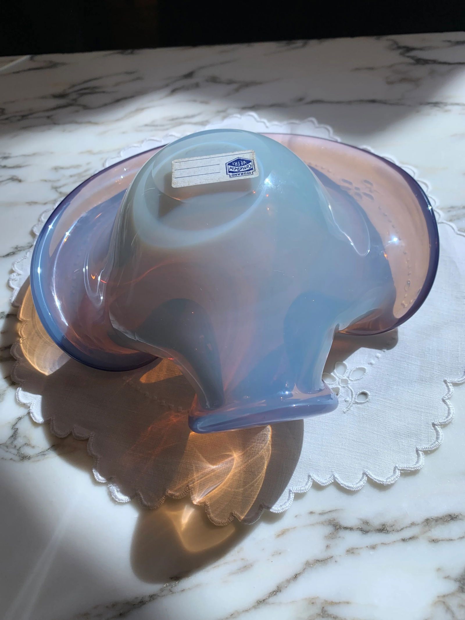 Vintage Murano Cenedese Opaline Art Glass Bowl - 7