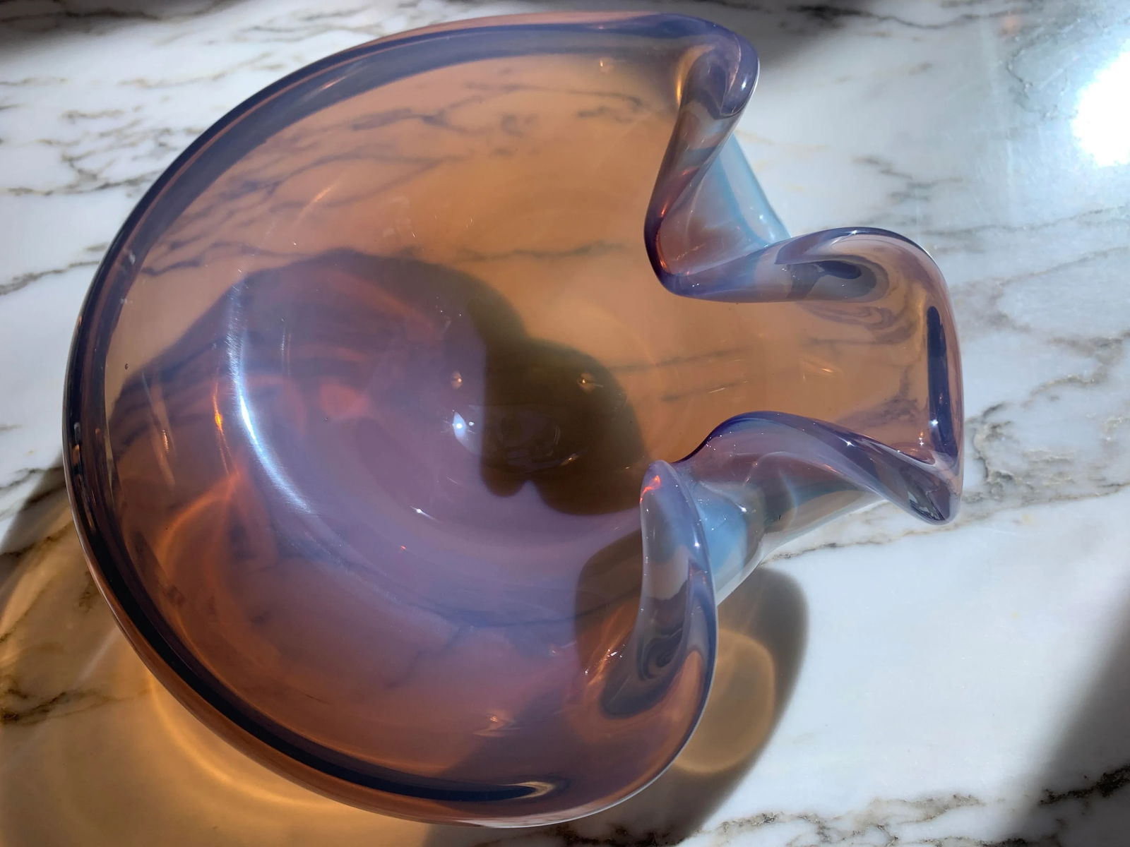 Vintage Murano Cenedese Opaline Art Glass Bowl - 9