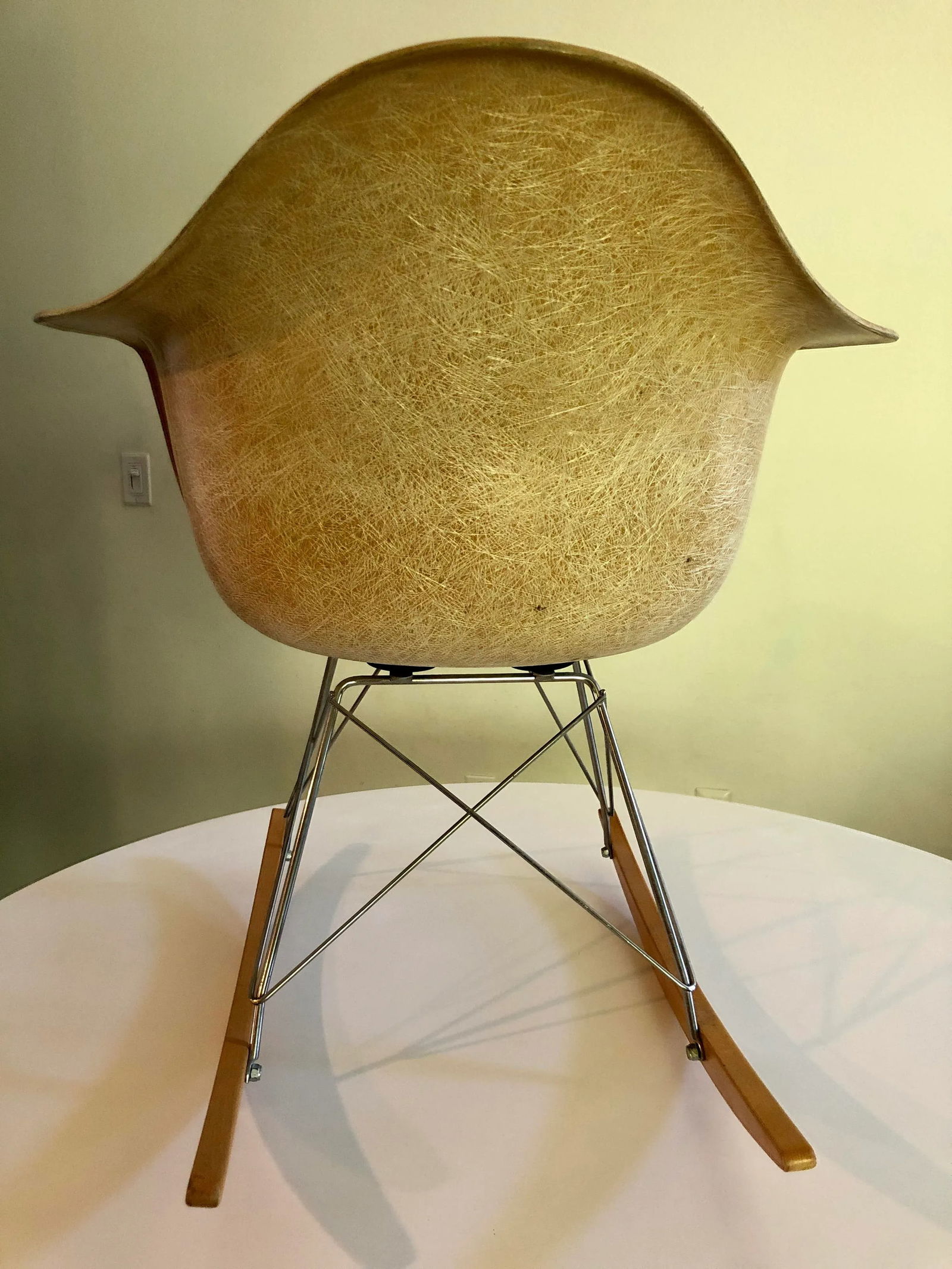 Vintage Eames Shell Rocker Fiber Parchment Rocking Chair Herman Miller - 3