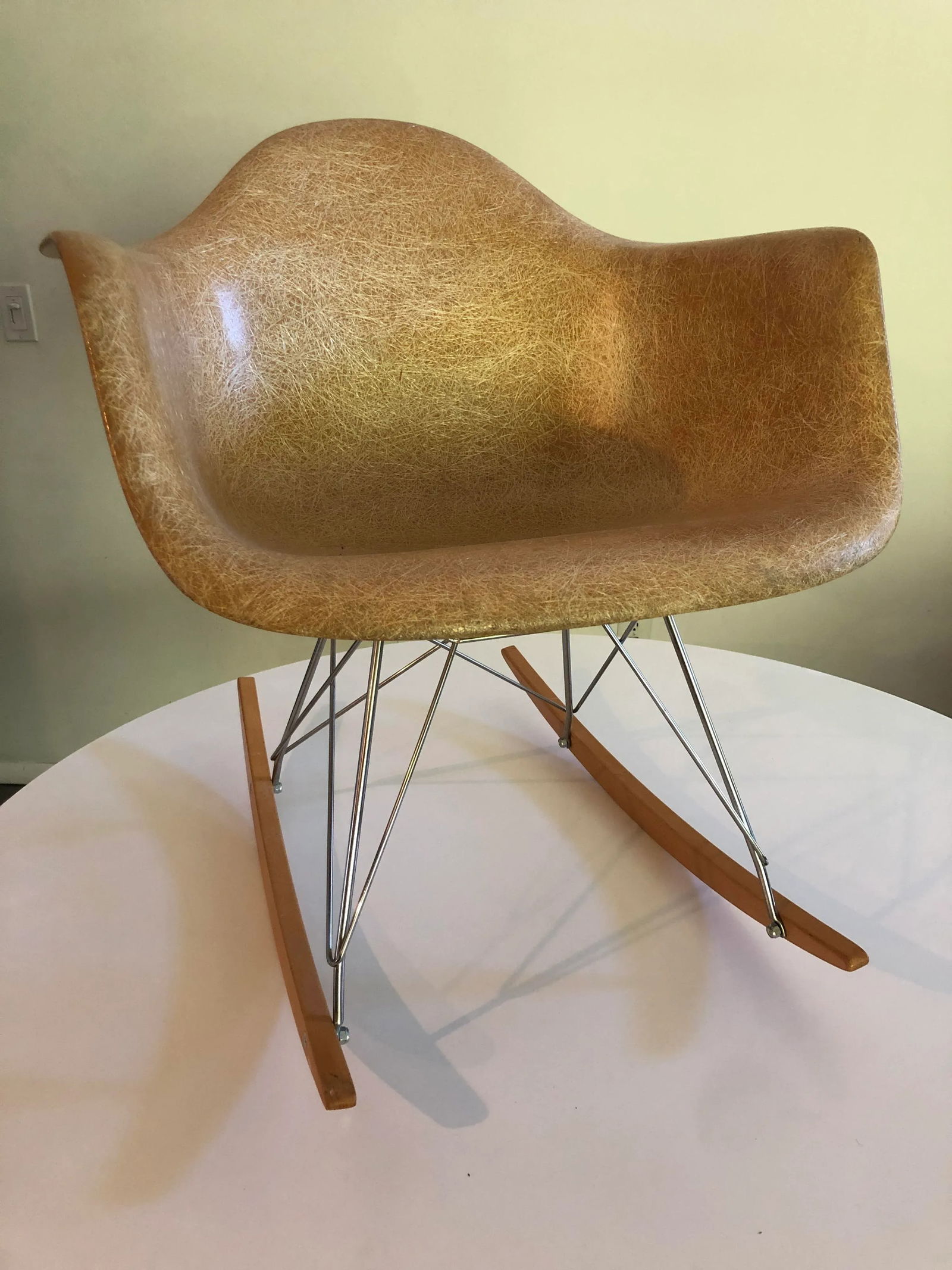 Vintage Eames Shell Rocker Fiber Parchment Rocking Chair Herman Miller - 7