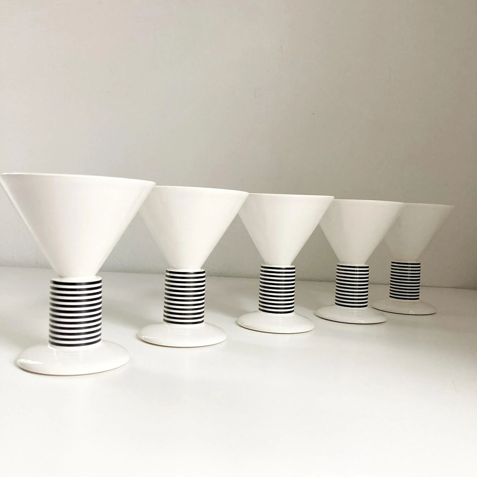 1980s Vienna Collection by Heide Warlamais Set of 5 Porcelain Barware Vessels - 3