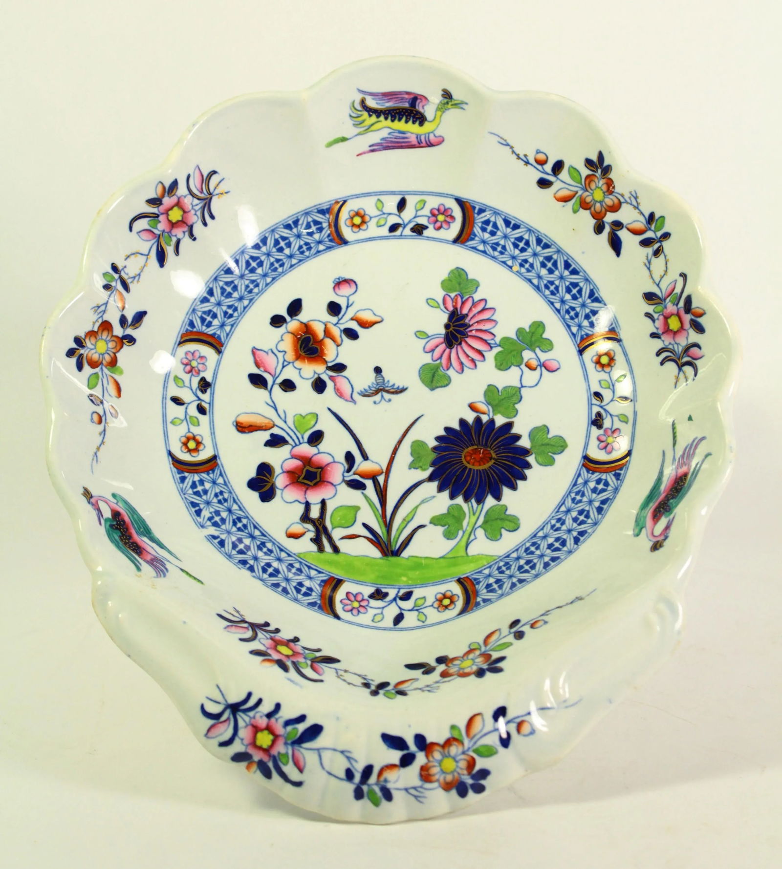 Circa 1820 Regency / Georgian Spode Pearlware Dish Shell Shaped Chinoiserie Flower - 2