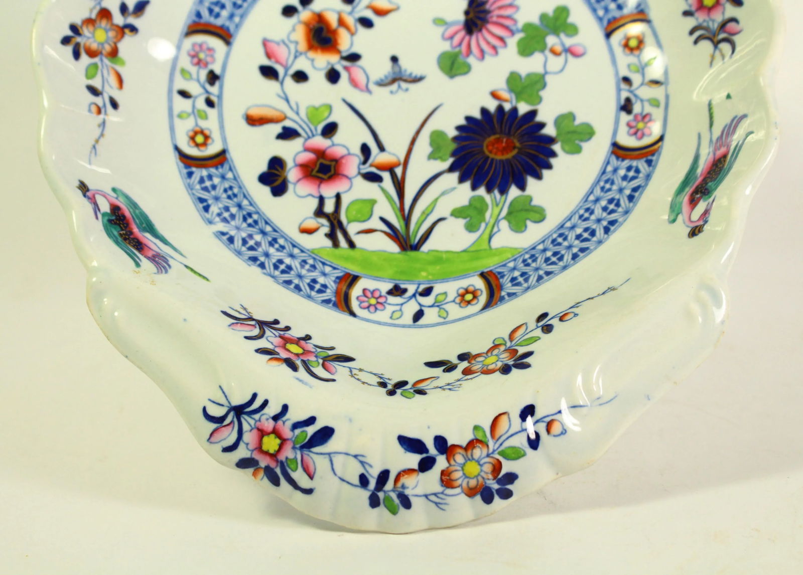 Circa 1820 Regency / Georgian Spode Pearlware Dish Shell Shaped Chinoiserie Flower - 3