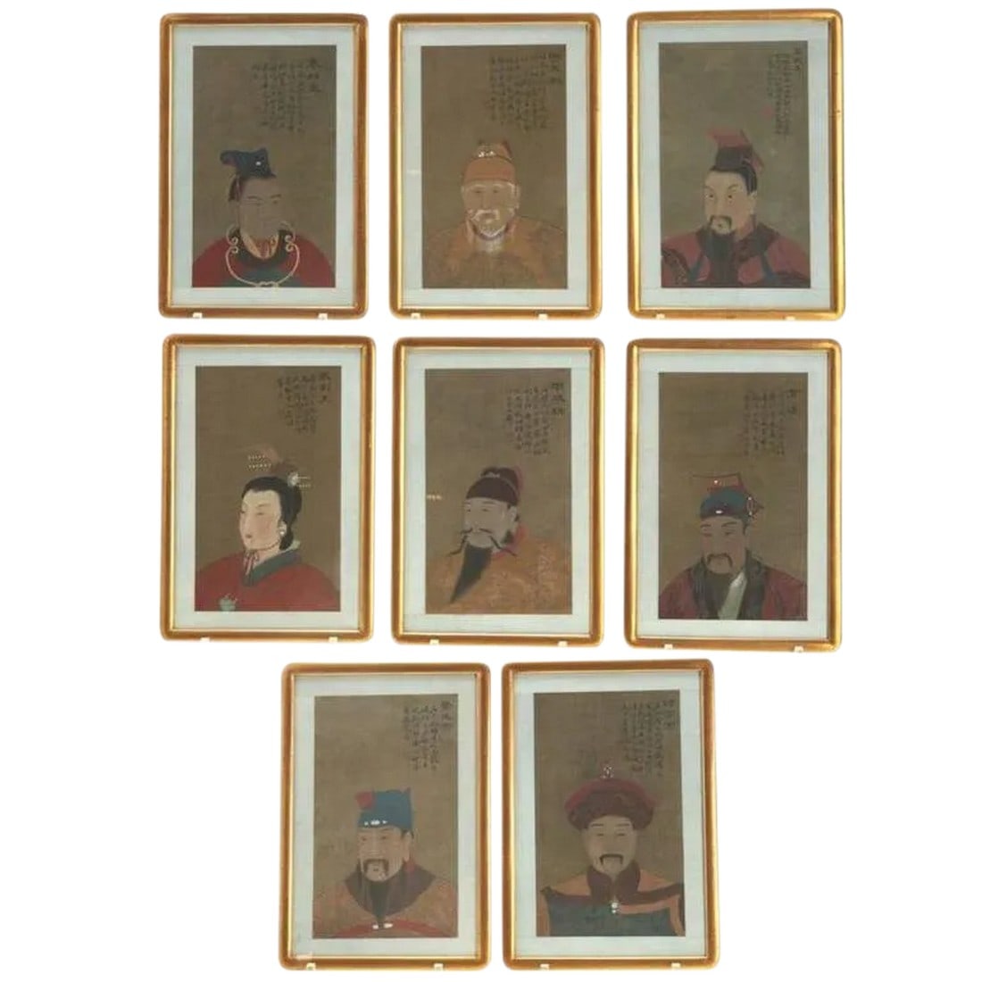 Early 20th Century Antique Chinese Ancestral Portrait Paintings- Set of 8 (1 of 7)