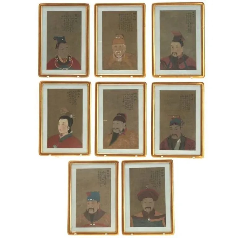 Early 20th Century Antique Chinese Ancestral Portrait Paintings- Set of 8 - 7