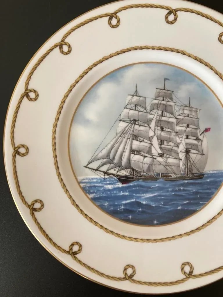 Mid 20th Century English Porcelain Nautical Desk Jewelry Dish With Rope Design by Coalport - 4