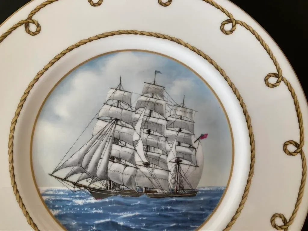 Mid 20th Century English Porcelain Nautical Desk Jewelry Dish With Rope Design by Coalport - 5