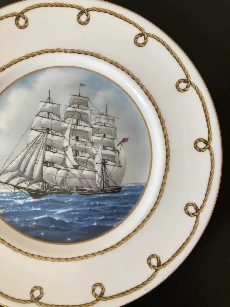 Mid 20th Century English Porcelain Nautical Desk Jewelry Dish With Rope Design by Coalport - 7