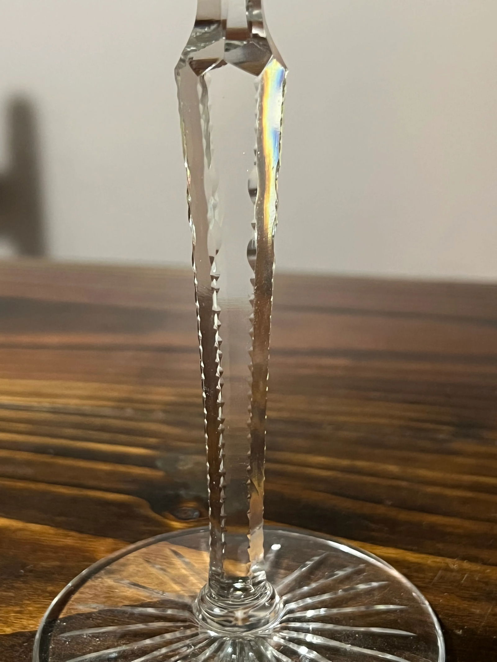 Vintage Val St Lambert Green Cut to Clear Crystal Hock Wine Glasses- Set of 11 - 6