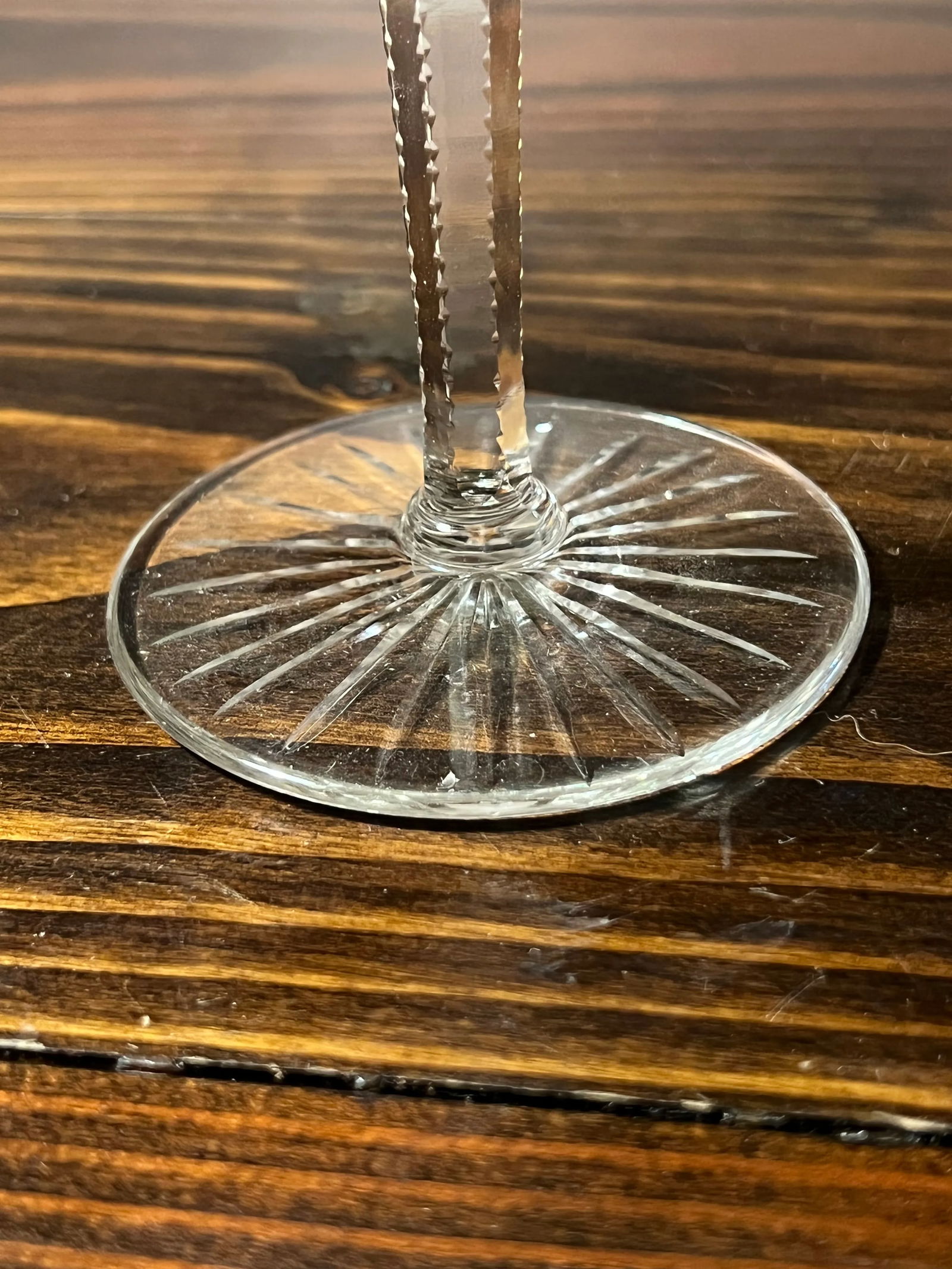 Vintage Val St Lambert Green Cut to Clear Crystal Hock Wine Glasses- Set of 11 - 7