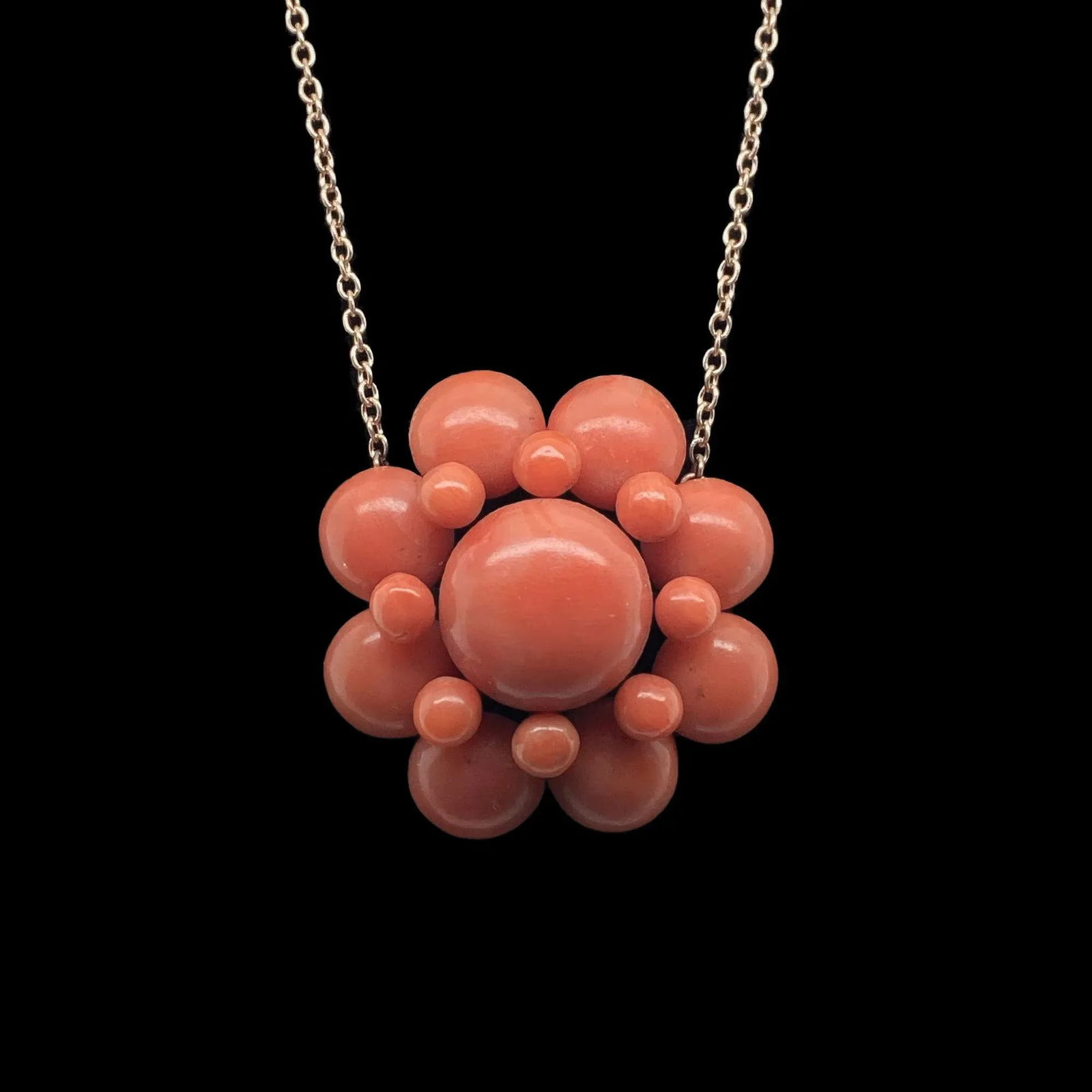 Late 19th Century Victorian 14k Gold Coral Pendant Necklace - 2