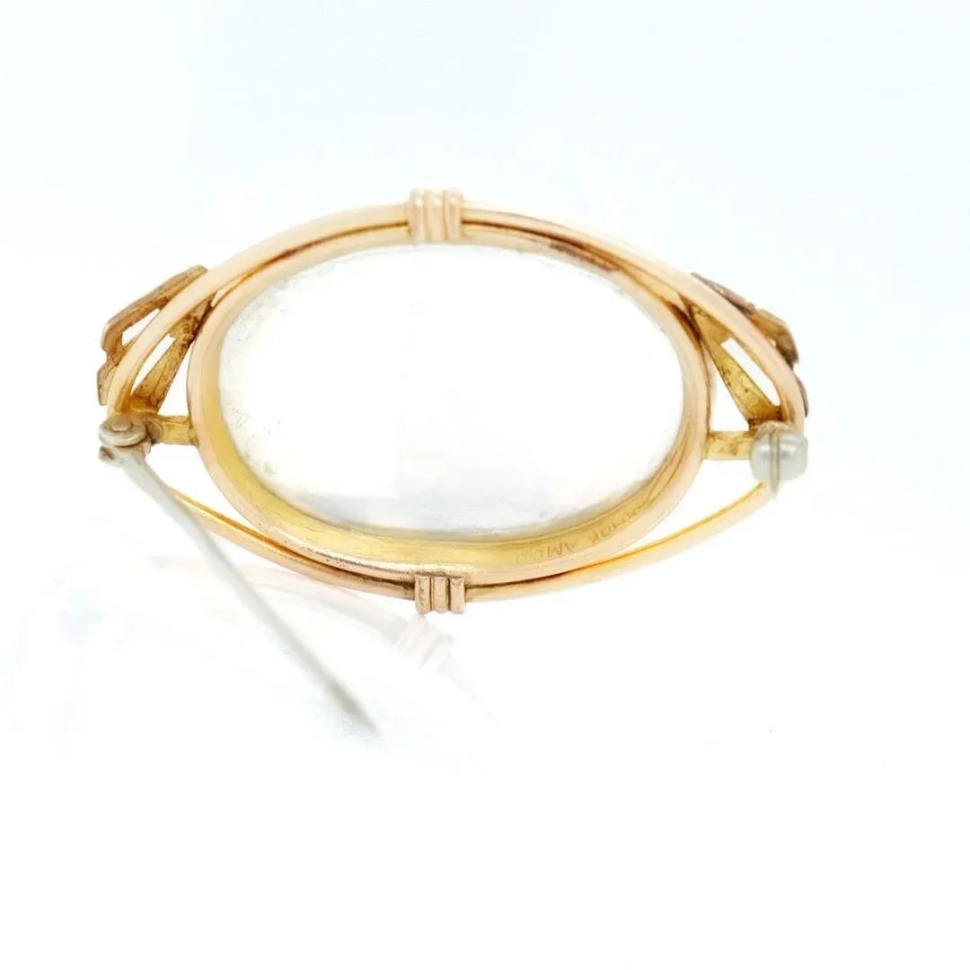 Vintage Antique Signed Amco Gold Filled Nautical Brooch or Pin With a Sailboat at Sea - 10