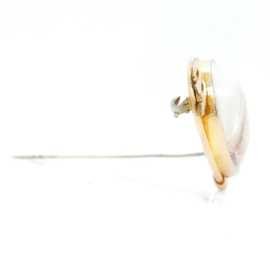 Vintage Antique Signed Amco Gold Filled Nautical Brooch or Pin With a Sailboat at Sea - 11