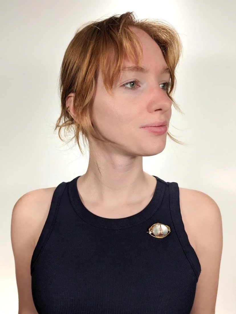 Vintage Antique Signed Amco Gold Filled Nautical Brooch or Pin With a Sailboat at Sea - 2