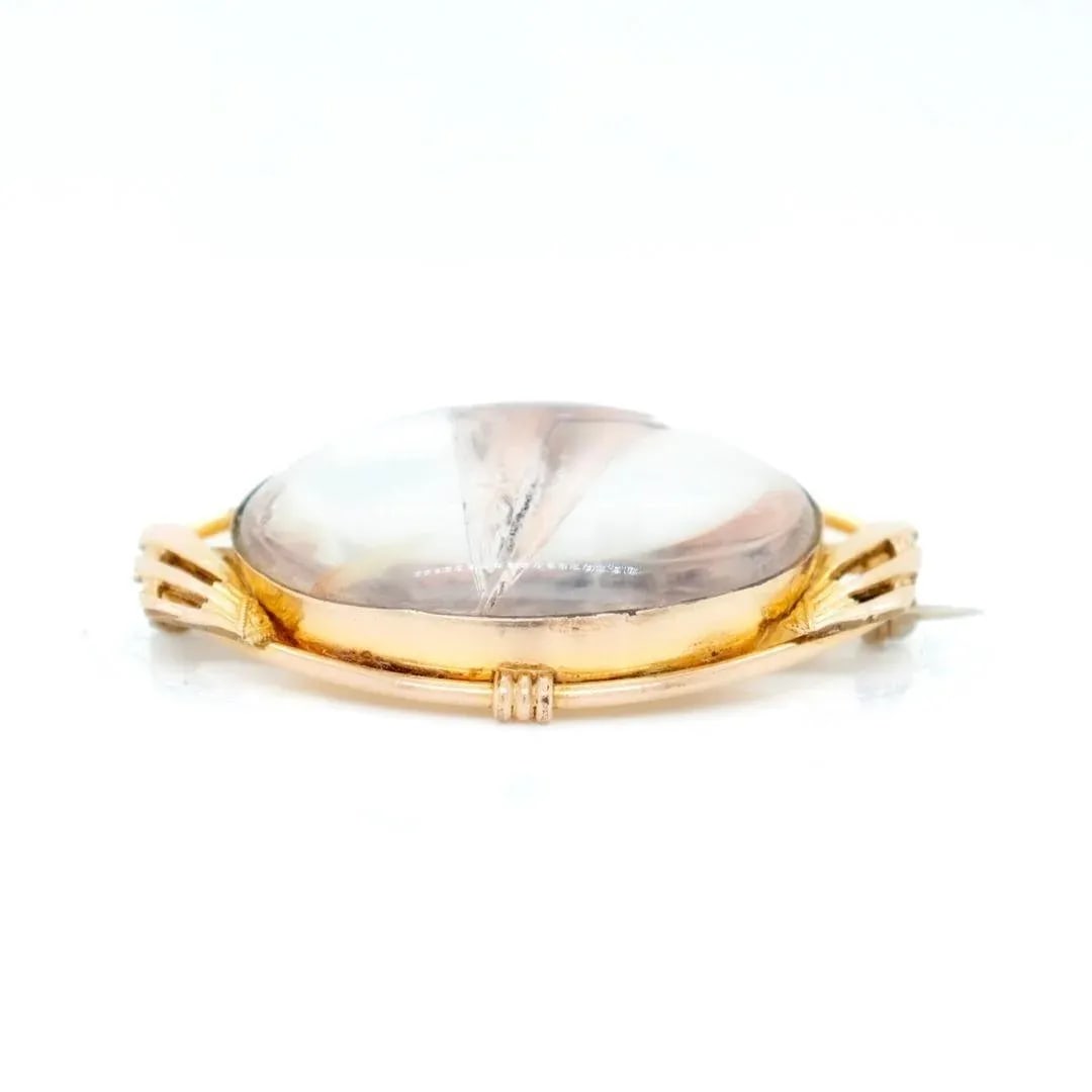 Vintage Antique Signed Amco Gold Filled Nautical Brooch or Pin With a Sailboat at Sea - 3