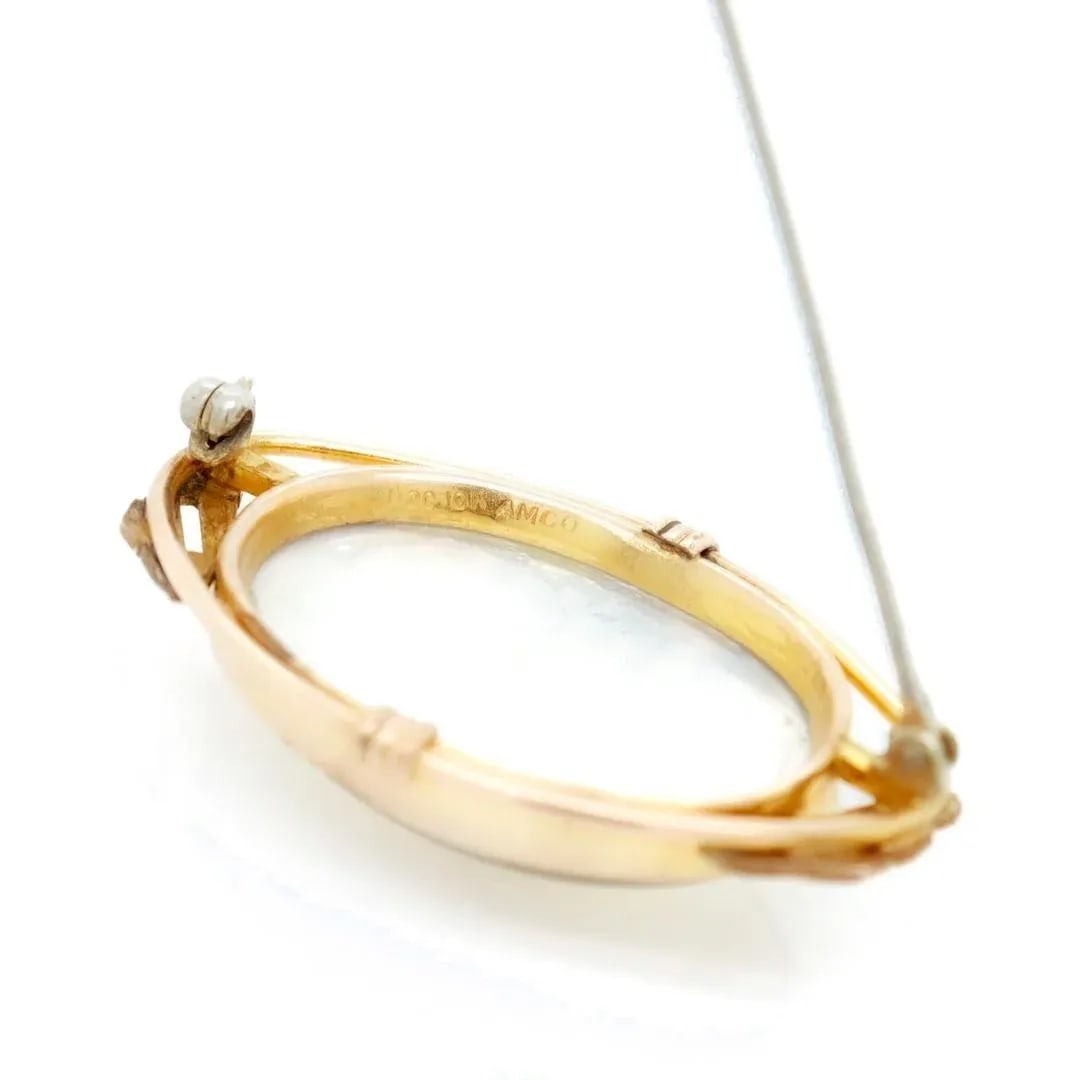 Vintage Antique Signed Amco Gold Filled Nautical Brooch or Pin With a Sailboat at Sea - 5