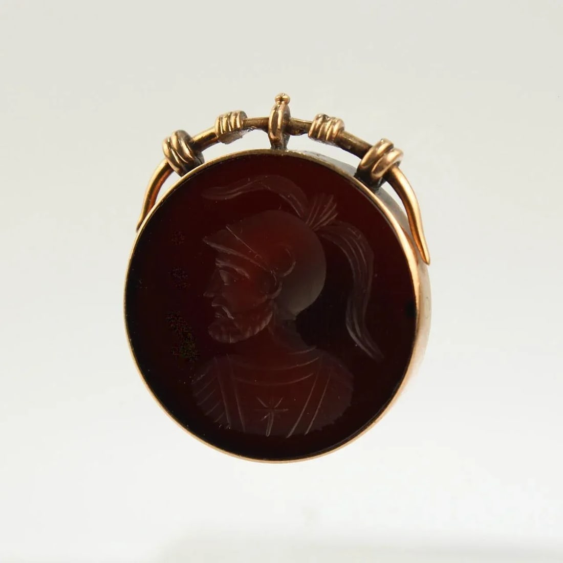 Vintage Antique Victorian 14 Karat Gold and Carved Carnelian Intaglio Charm or Pendant - 5
