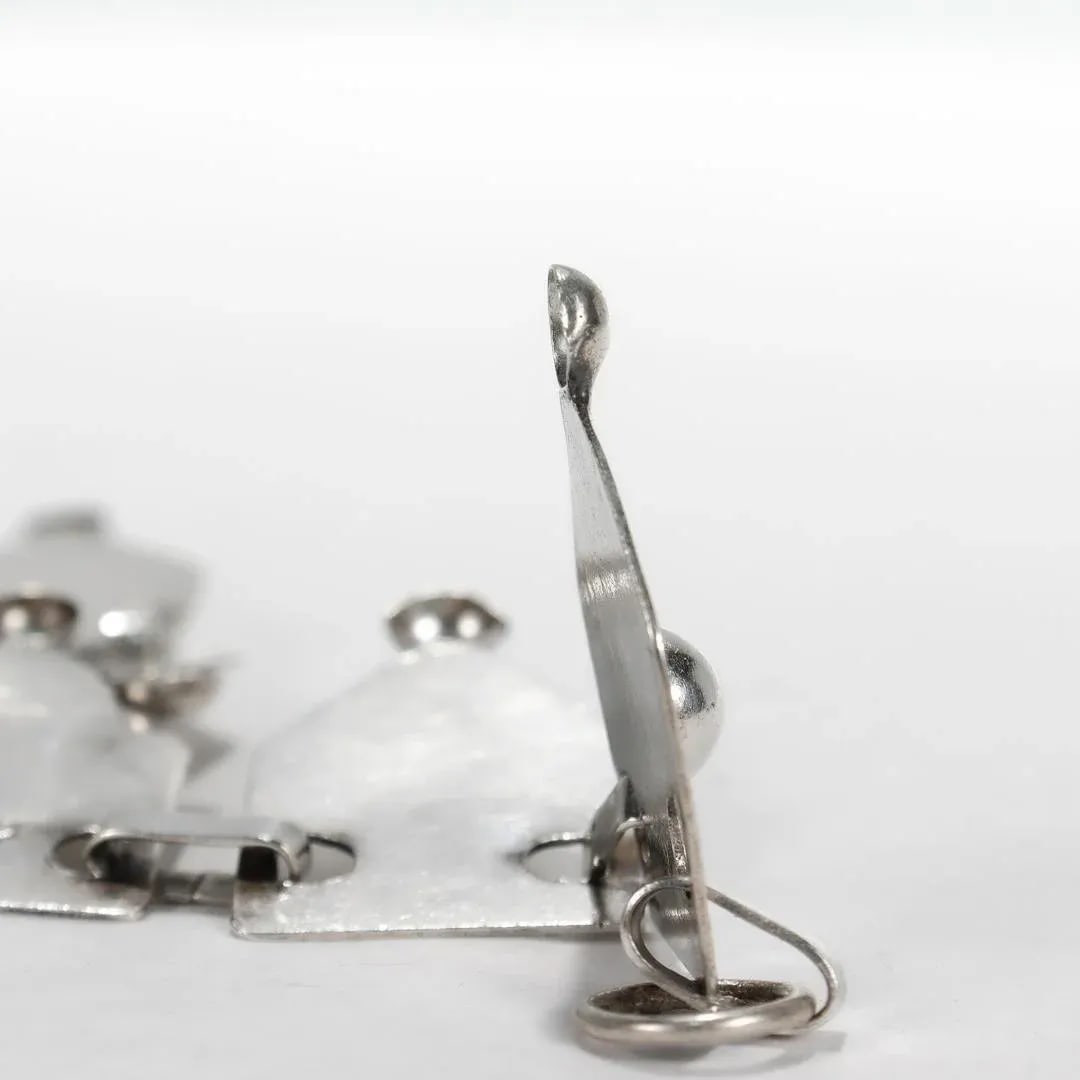 Early Taxco Attributed 980 Silver Mexican Collar / Collier Necklace - 12